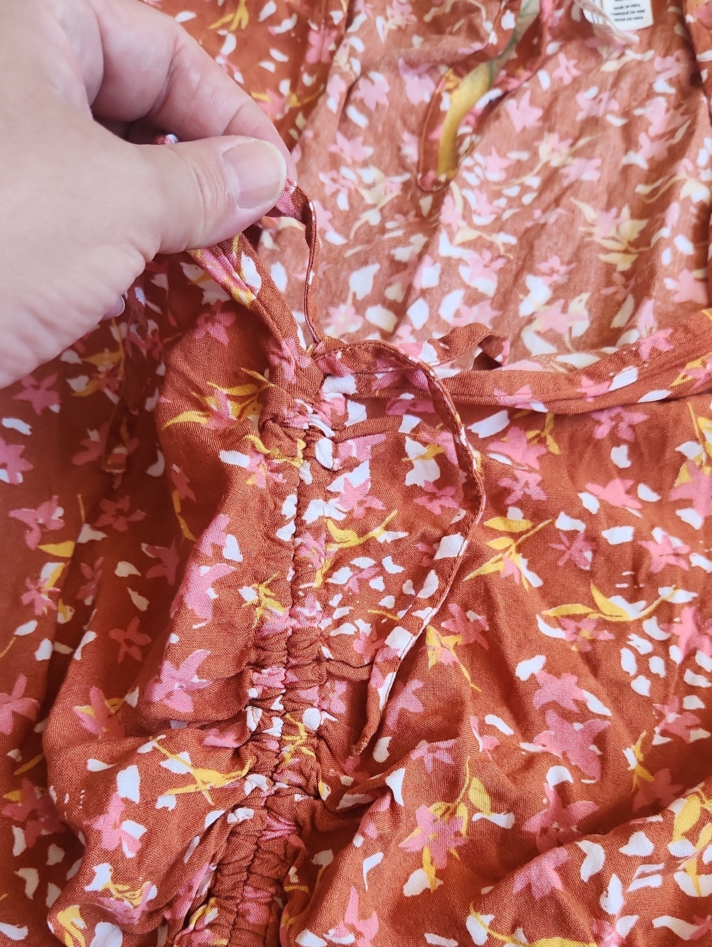 Roxy Rust Pink Floral V-Neck Long Sleeve Romper - Picture 3 of 4